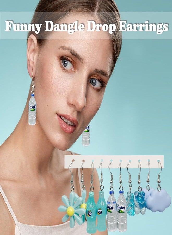 EIELO 40 Pairs Cute Funny Weird Earrings Boba Water Bottle Pearl Milk Tea Food Gummy Bear Fruit Mushroom Goldfish Earring Set Cute Funny Dangle Drop Earrings for Women - Image 5