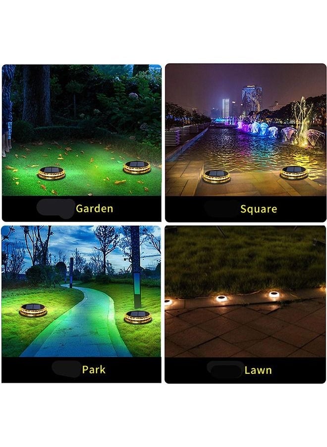 BLUE CORAL - 4 Pcs RGB Solar Ground Lights LED Light Outdoor Solar Disk Lights, Waterproof Underground Lights Solar Garden Lights Landscape Lights for Pathway Yard Deck Patio Walkway - Image 1