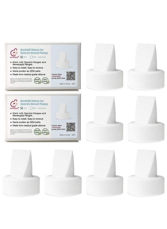 NENESUPPLY Duckbill Valves Compatible With Spectra S1 Accessories Spectra S2 9 Plus Breast Pump Not Original Spectra Pump Parts Not Original Spectra S2 Accesssories Replace Spectra Valves (8Pc White)  - Image 1
