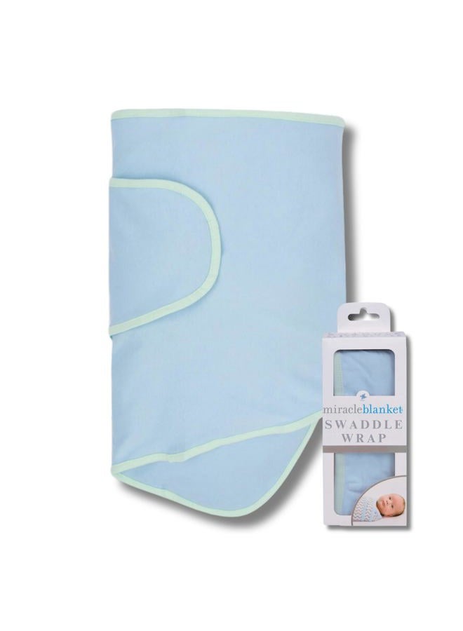 Miracle Blanket Swaddle, Blue with Green Trim - Image 1