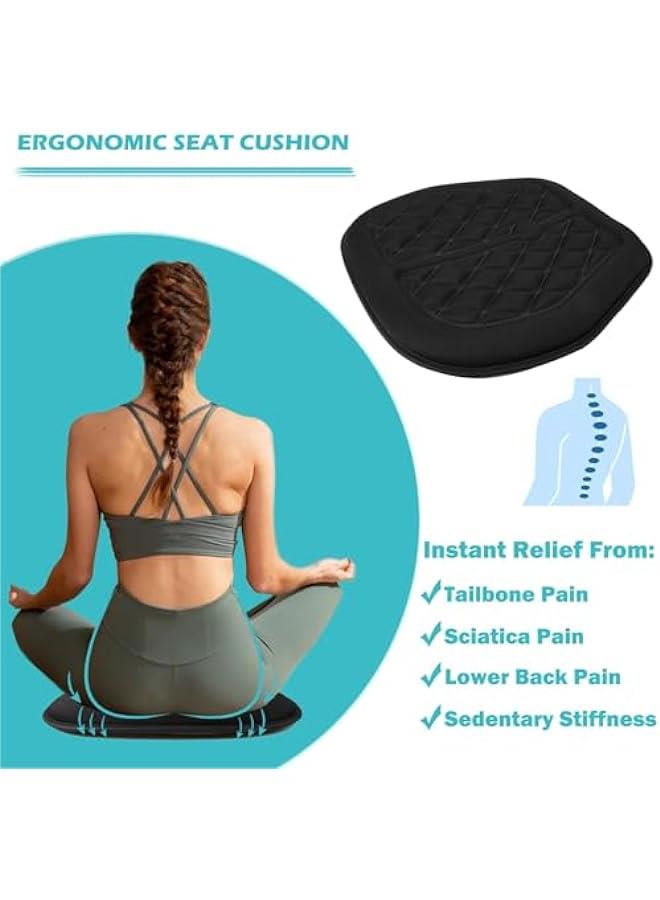 HOOKOR Memory Foam Car Seat Cushion for Comfort and Pain Relief - Black - Image 2