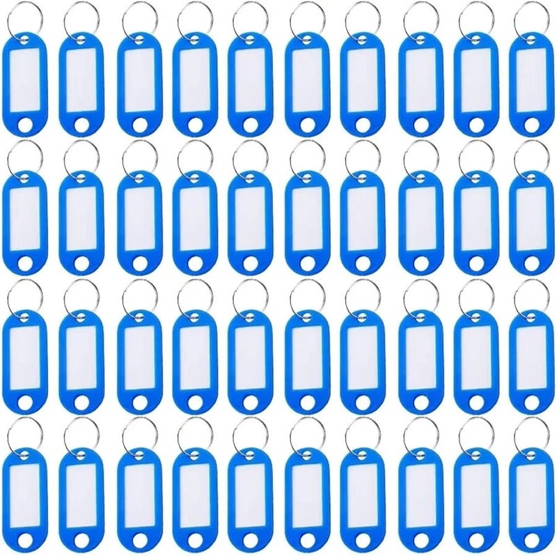 Blue Plastic Key Tags 300Pcs Keychain Labels Numbered Name Baggage ID Card with Split Rings - Image 4