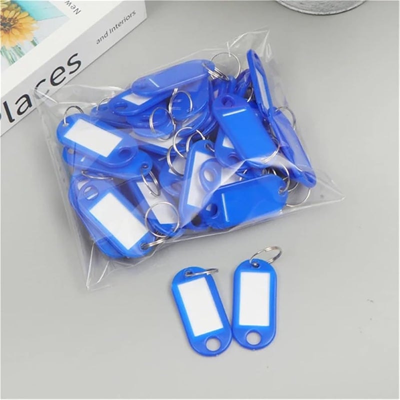 Blue Plastic Key Tags 300Pcs Keychain Labels Numbered Name Baggage ID Card with Split Rings - Image 3