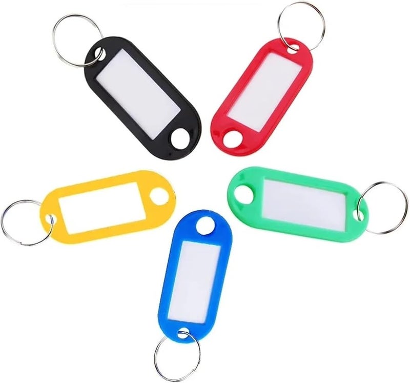 Blue Plastic Key Tags 300Pcs Keychain Labels Numbered Name Baggage ID Card with Split Rings - Image 2