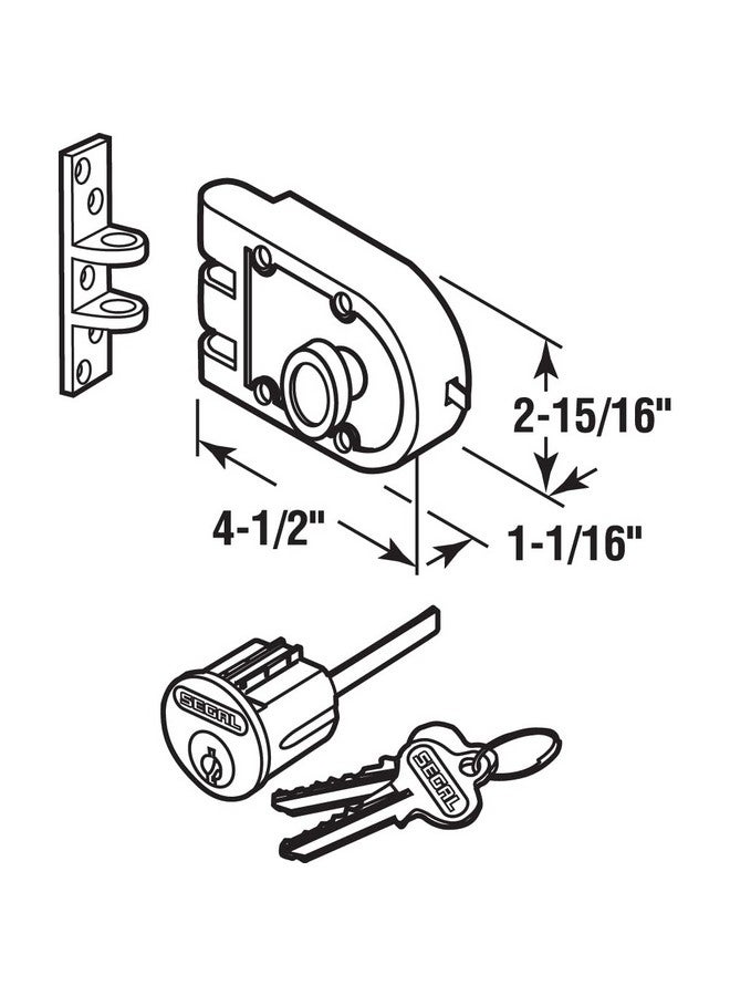 Prime-Line Segal SE 15361 Deadbolt - Jimmy-Proof Design Prohibits Forced Entry by Spreading of Door Frames - Solid Bronze Alloy, Brushed Brass, Angle and FLAT Strike, Single Cylinder (Single Pack)  - Image 2