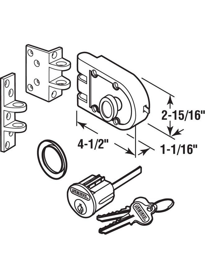 Prime-Line Segal SE 15361 Deadbolt - Jimmy-Proof Design Prohibits Forced Entry by Spreading of Door Frames - Solid Bronze Alloy, Brushed Brass, Angle and FLAT Strike, Single Cylinder (Single Pack)  - Image 1