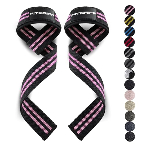 Fitgriff® Lifting Wrist Straps for Weightlifting, Gym, Deadlift, Workout (Made of Premium Cotton & Padded) - Men & Women (Standard, Black/Pink) - Image 4