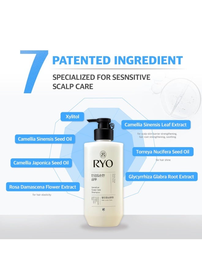 RYO Sensitive Scalp Care Shampoo with Korean Ginseng & Caffeine - Soothing and Relief for All Hair Type, Anti Loss Care, Dermatologist Tested, 480ml - Image 5