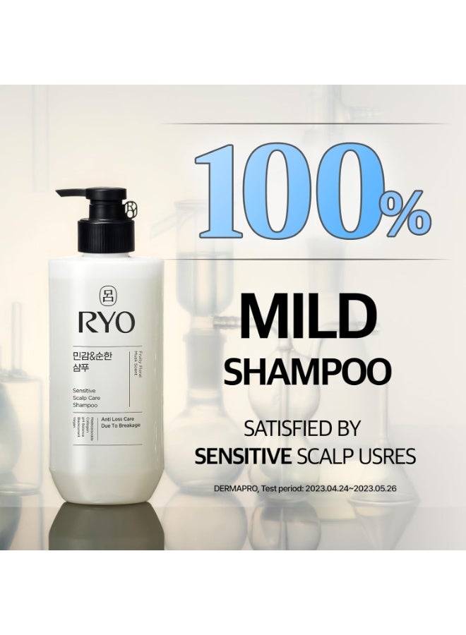 RYO Sensitive Scalp Care Shampoo with Korean Ginseng & Caffeine - Soothing and Relief for All Hair Type, Anti Loss Care, Dermatologist Tested, 480ml - Image 3