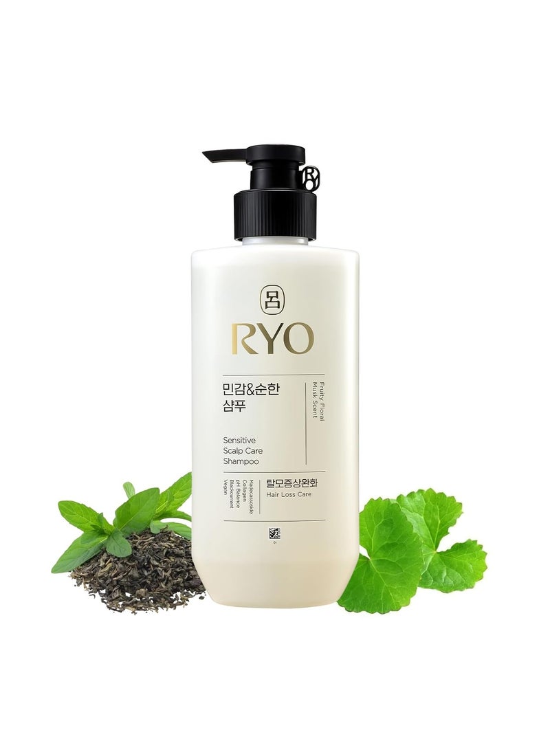 RYO Sensitive Scalp Care Shampoo with Korean Ginseng & Caffeine - Soothing and Relief for All Hair Type, Anti Loss Care, Dermatologist Tested, 480ml - Image 1