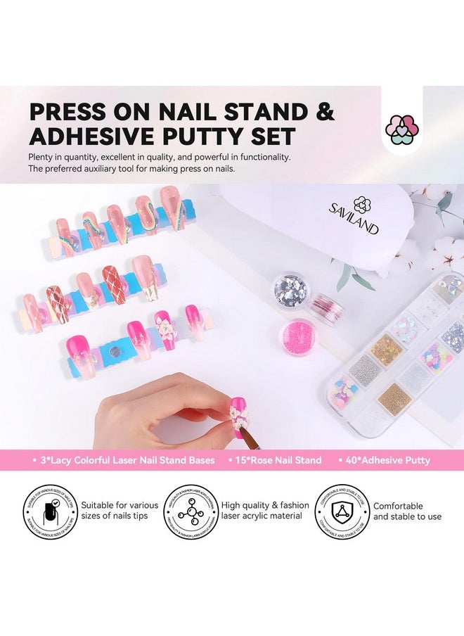Saviland Saviland Nail Stand for Press ons: 15pcs Strong Magnetic Aurora Nail Holder For Painting Nails With Nail Stand 40 Pcs Reusable Sticky Putty For Nails Practice Acrylic Nail Tools Home Beginner Supplies  - Image 2
