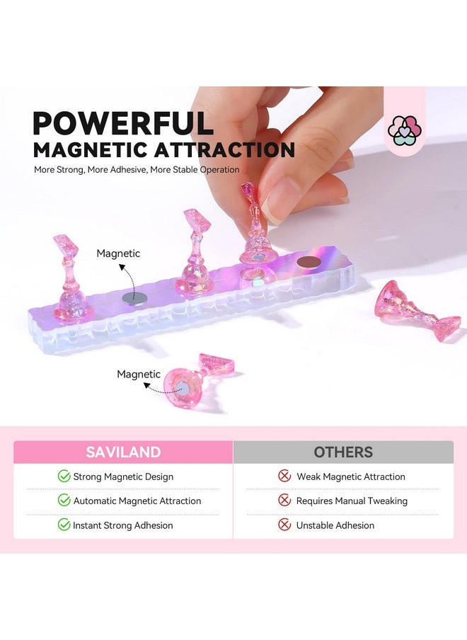 Saviland Saviland Nail Stand for Press ons: 15pcs Strong Magnetic Aurora Nail Holder For Painting Nails With Nail Stand 40 Pcs Reusable Sticky Putty For Nails Practice Acrylic Nail Tools Home Beginner Supplies  - Image 3