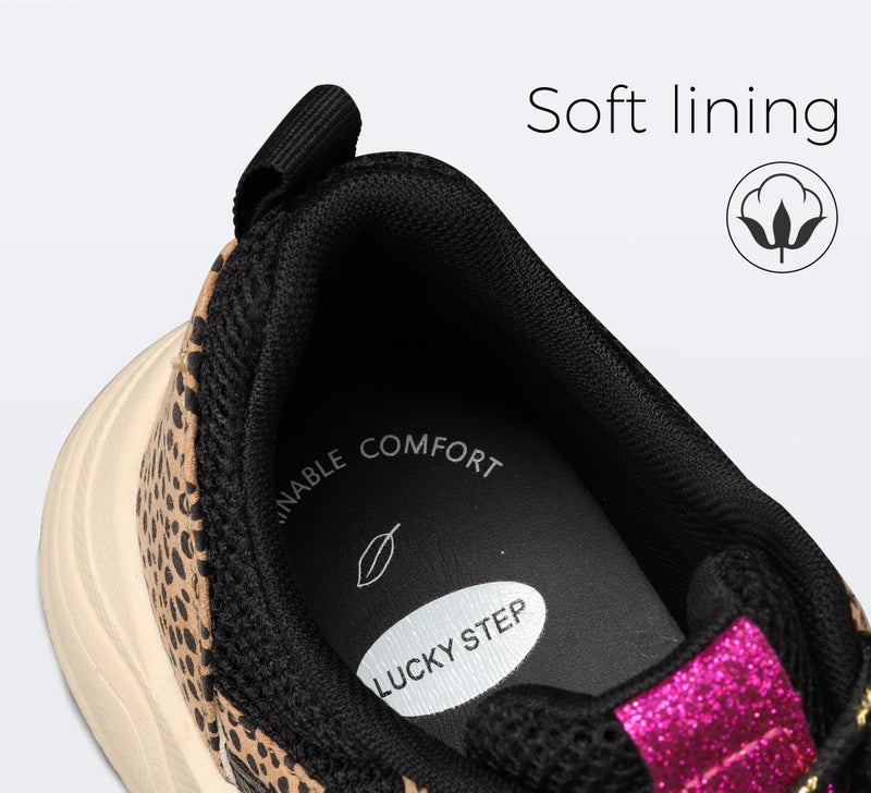 LUCKY STEP Womenâ€˜s Fashion Cusual Sneakers Platform Classic Leopard Walking Tennis Travel Shoes Chunky Colorful Lifestyle Sneakers(Black/Brown Leopard,6B(M) US) - Image 5