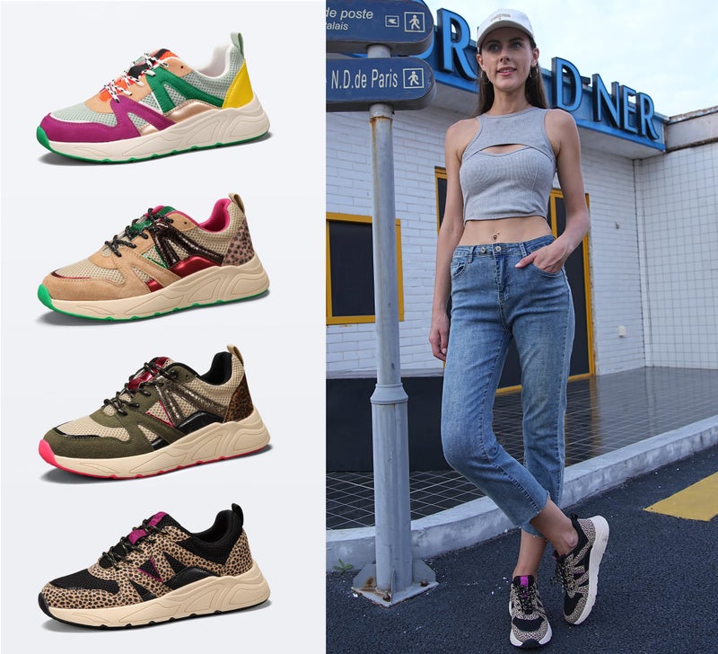 LUCKY STEP Womenâ€˜s Fashion Cusual Sneakers Platform Classic Leopard Walking Tennis Travel Shoes Chunky Colorful Lifestyle Sneakers(Black/Brown Leopard,6B(M) US) - Image 2
