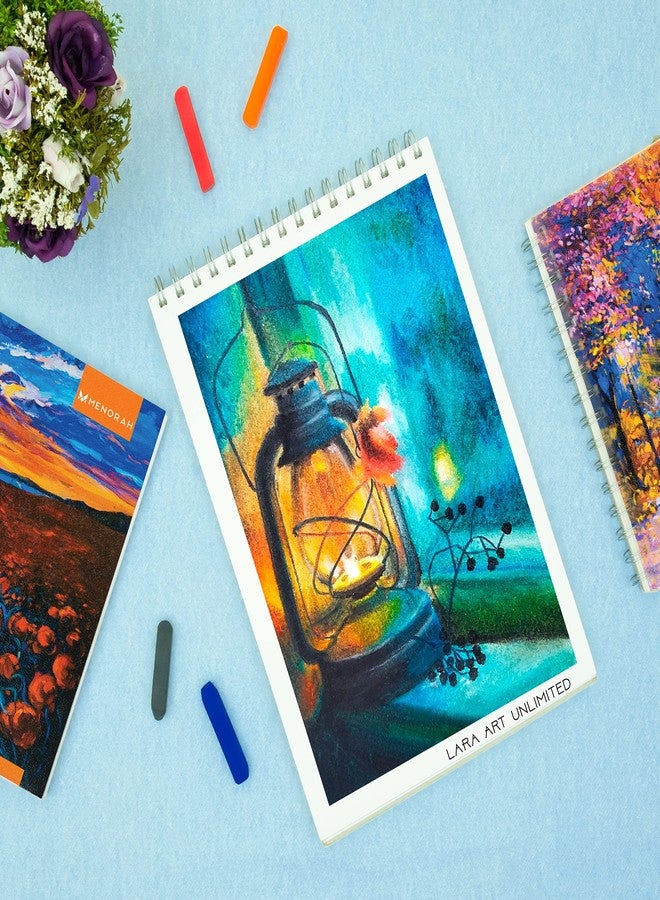 MENORAH كراسة رسم مينورا الورقية A4 - ألوان مائية للفنانين - 140 غرام/متر مربع، 100 صفحة/50 ورقة - سلك معدني - كراسة رسم دائرية للفنانين - (21.0 × 29.7 سم) - تصميم منزل ريفي - Image 3