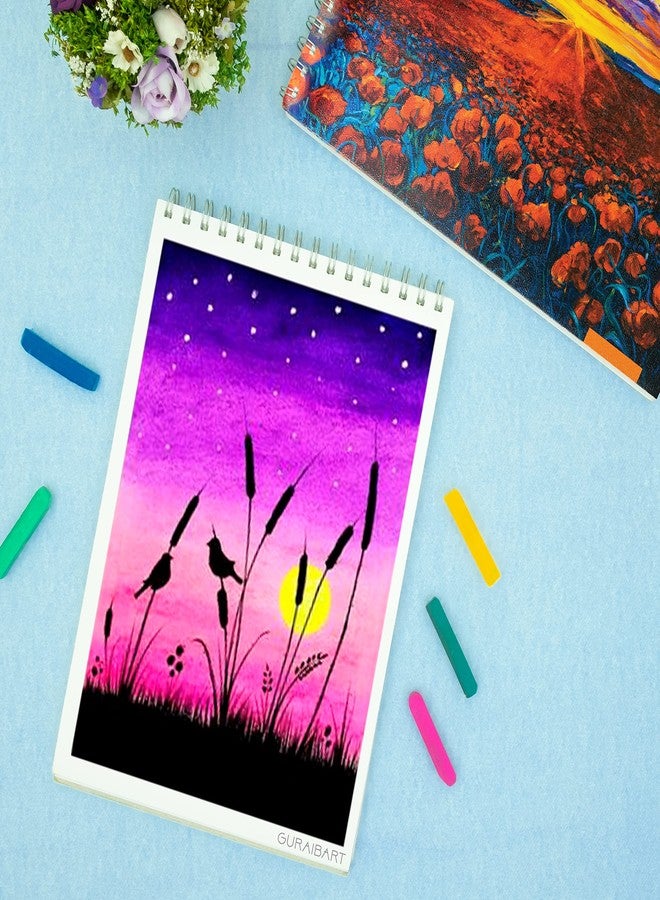 MENORAH كراسة رسم مينورا الورقية A4 - ألوان مائية للفنانين - 140 غرام/متر مربع، 100 صفحة/50 ورقة - سلك معدني - كراسة رسم دائرية للفنانين - (21.0 × 29.7 سم) - تصميم منزل ريفي - Image 5