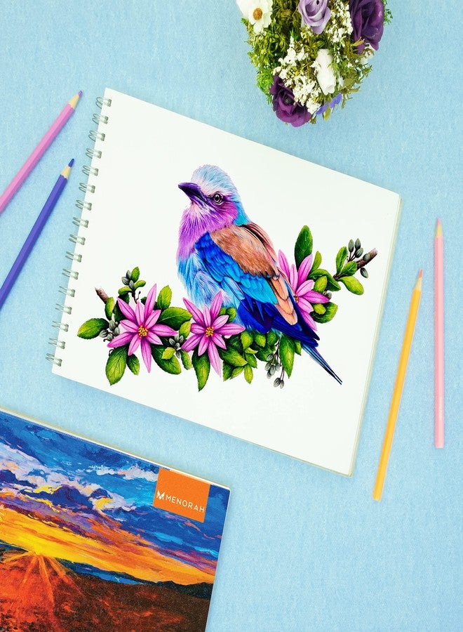 MENORAH كراسة رسم مينورا الورقية A4 - ألوان مائية للفنانين - 140 غرام/متر مربع، 100 صفحة/50 ورقة - سلك معدني - كراسة رسم دائرية للفنانين - (21.0 × 29.7 سم) - تصميم منزل ريفي - Image 4