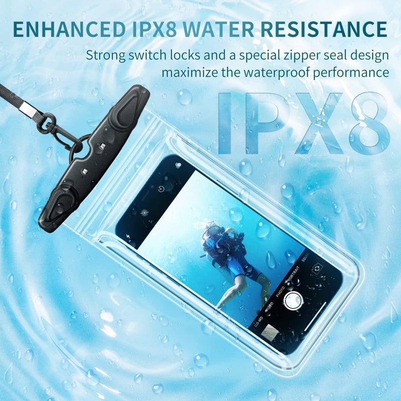 GLBSUNION Universal Waterproof Phone Pouch - 4 Pack Phone Waterproof Pouch for iPhone 16 15 14 13 Pro Max Galaxy S24 Up to 7.2", IPX8 Waterproof Phone Case with Lanyard for Beach, Surfing, Snorkeling, Swimming - Image 3