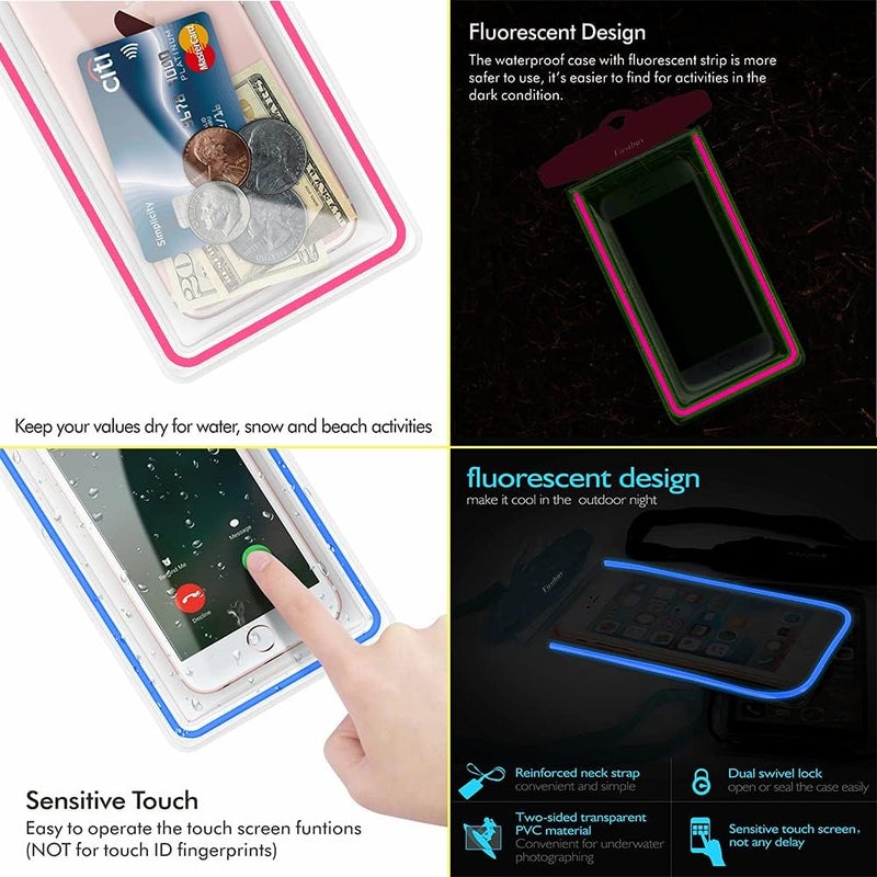 GLBSUNION Universal Waterproof Phone Pouch - 4 Pack Phone Waterproof Pouch for iPhone 16 15 14 13 Pro Max Galaxy S24 Up to 7.2", IPX8 Waterproof Phone Case with Lanyard for Beach, Surfing, Snorkeling, Swimming - Image 5