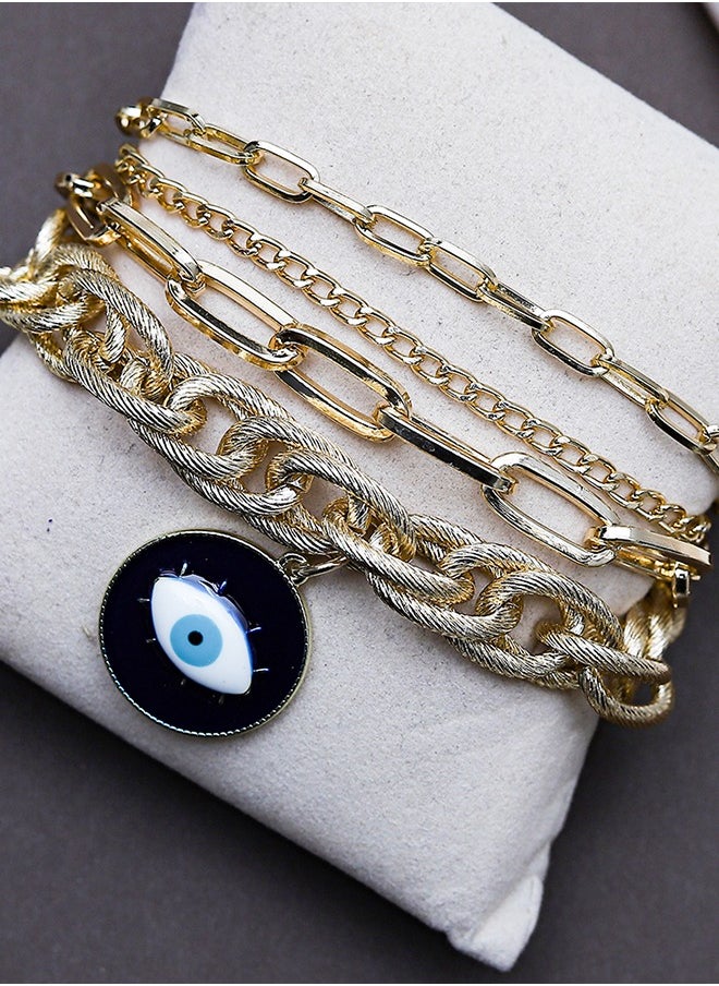 FLUFFY - Big Eye Chains tangled Bracelet Of Fluffy Women's Accessories-Gold - Image 1