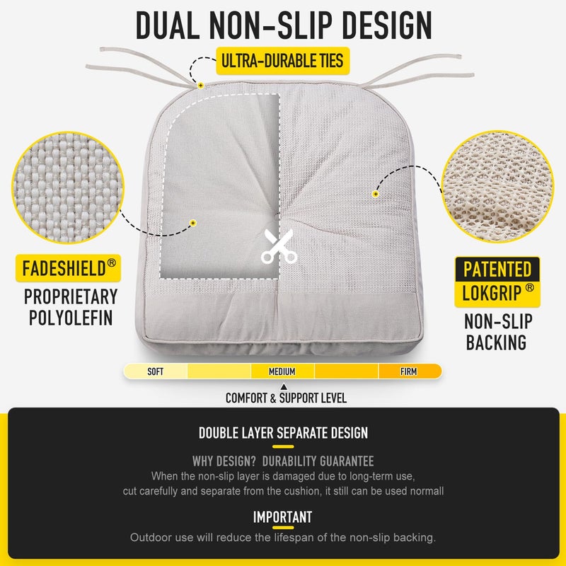 SUNROX Memory Foam Non Slip Rocking Chair Cushion, FadeShield Water Resistant Thicken Durable Tufted Pads, Set of Seat & Back Cushion with Ties for Indoor/Outdoor Rocker, 2 Piece, Cream - Image 5