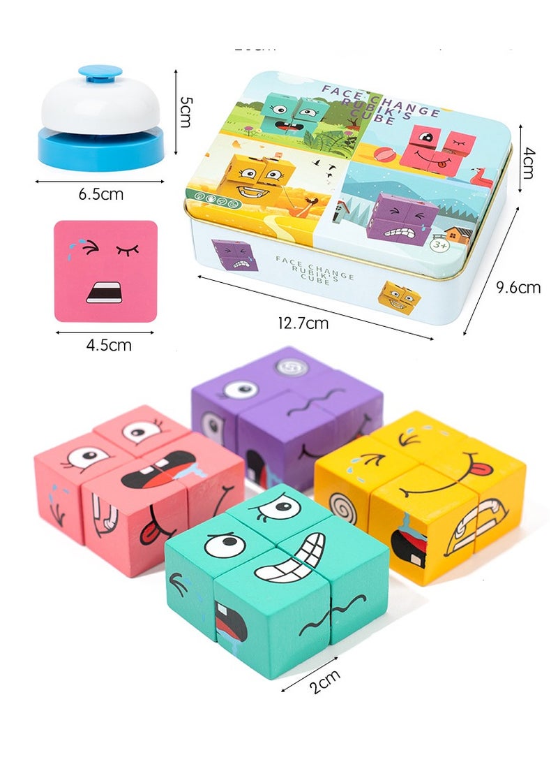 NIBEMINENT Wooden Face Changing Magic Cube Building Blocks Game Matching Expression Puzzle Toy Board Games for Family Night, Match Puzzles Geometric Emoji Toys for Kids and Adults  - Image 4