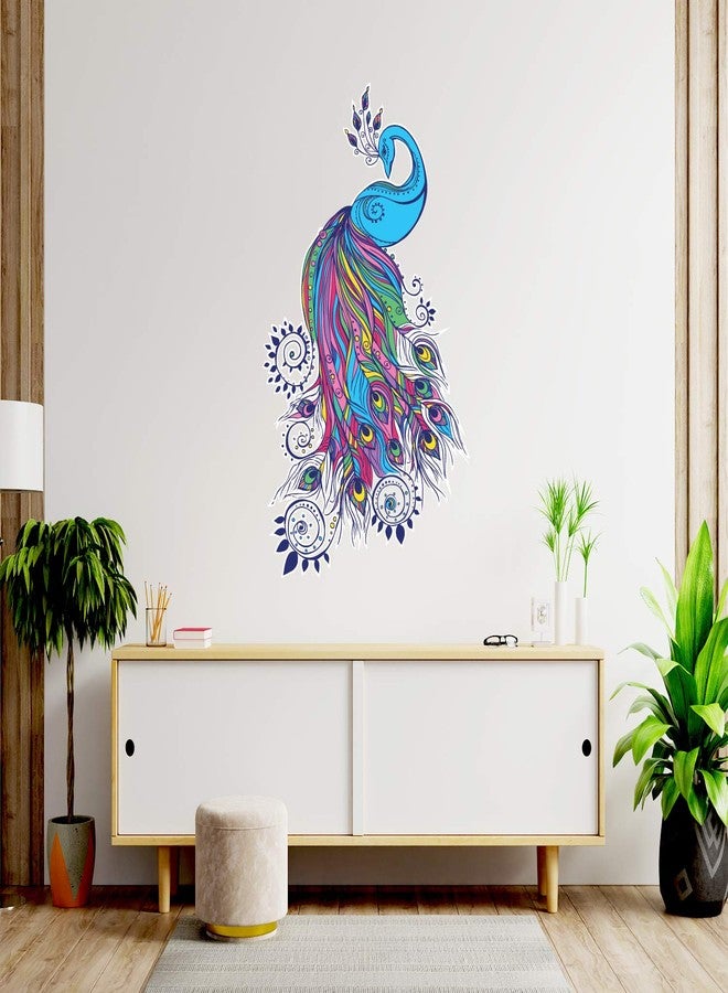 Masstone ملصق حائط مزخرف من الفينيل PVC على شكل طيور، طائر طاووس جميل، مقاس 38 × 68 سم - عبوة من قطعة واحدة - Image 1