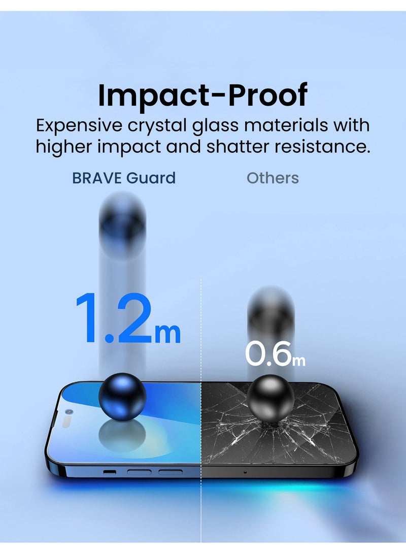 Brave iPhone 12 Pro 6.1 inch - 9H Tempered Glass Screen Protector, Ultra Slim & Unbreakable, Full Edge-to-Edge Coverage, Scratch & Shock Resistant, Anti-Fingerprint & Oil Resistant Coating, HD & Ultra HD Clarity, High Touch Responsiveness, Easy Bubble-Free Installation with Alignment Tray, Compatible with Cases - iPhone 12 Pro Screen Protector - Clear - Image 3