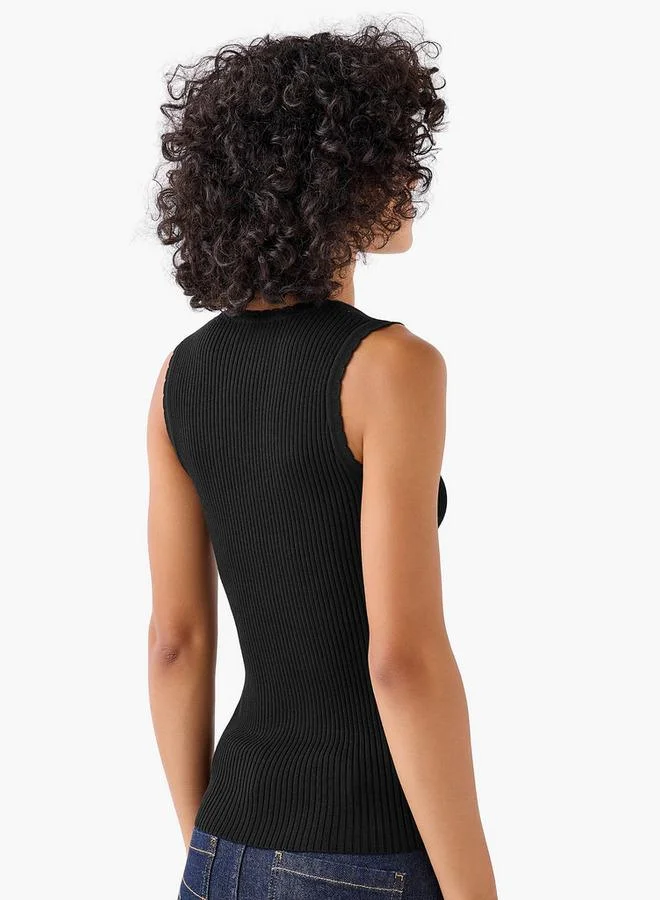 Splash FAV BLACK Tank Top with Ribbed Detail for Women | Best Price UAE
