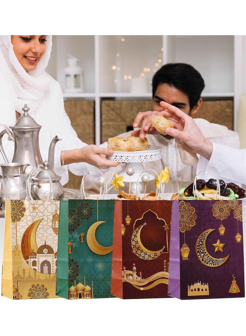 Yuwell 12 Pcs Eid Mubarak Bags Gift Bags Ramadan Moon And Lantern Design Bags Party Favor Bags Paper Tote Bags For Islamic Holiday Decorations Celebrations And Ramadan Decoration Small Eid Present Bags With Handles Mini Eid Bags Gif Box 21X15X8CM - Image 4