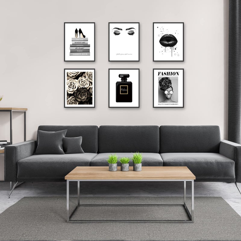 HoozGee HoozGee Black and White Wall Art Prints Set of 6 Vintage Fashion Wall Decor Perfume Beauty Girl Pictures Square Kiss Art Poster Set for Living Room Home Decor (11""x14"" UNFRAMED)  - Image 2