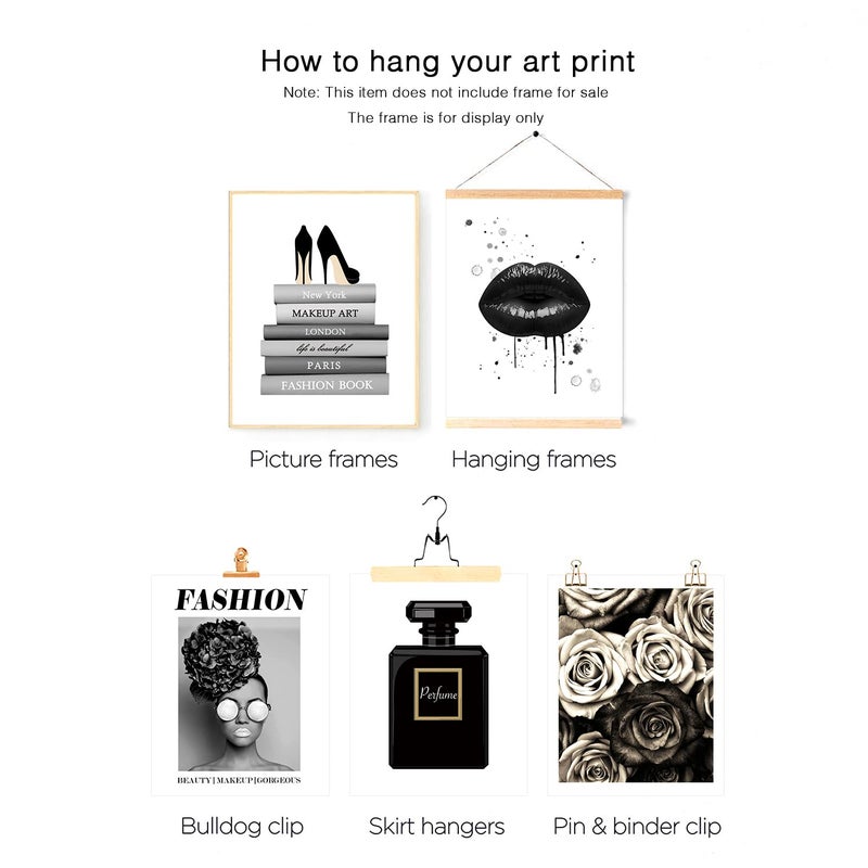 HoozGee HoozGee Black and White Wall Art Prints Set of 6 Vintage Fashion Wall Decor Perfume Beauty Girl Pictures Square Kiss Art Poster Set for Living Room Home Decor (11""x14"" UNFRAMED)  - Image 4