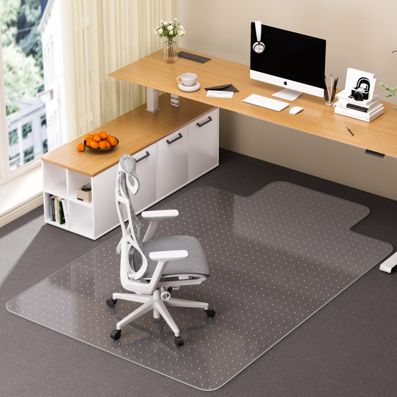 KIOORE Office Chair Mat for Carpet with Lip, 40" x 50" Clear Plastic Heavy Duty Desk Floor Protector, Low Pile Carpet Saver Mat for Rolling Chairs, Smooth Glide Computer Chair Mat for Office or Home - Image 1