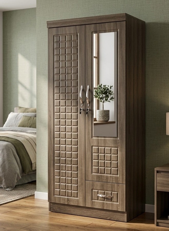 SULSHA Compact 2 Door Wooden Wardrobe Cabinet Cupboard Engineered Wood Perfect Modern Stylish Heavy Duty With Mirror - Image 1
