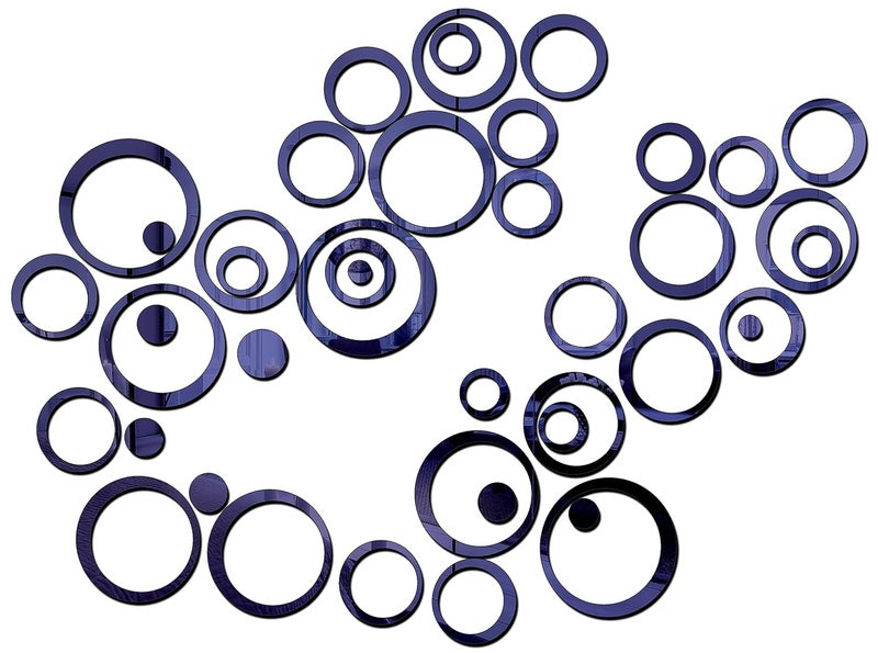 Wall1ders Wall1ders 40 Rings Seven Size Mirror Stickers for Wall Acrylic Mirror Wall Decor Sticker Wall Mirror Stickers Acrylic Stickers Wall Stickers for Hall Room Bed Room Kitchen Blue