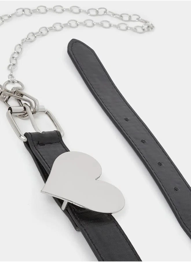 ستايلي Drop Chain Heart Buckle Belt