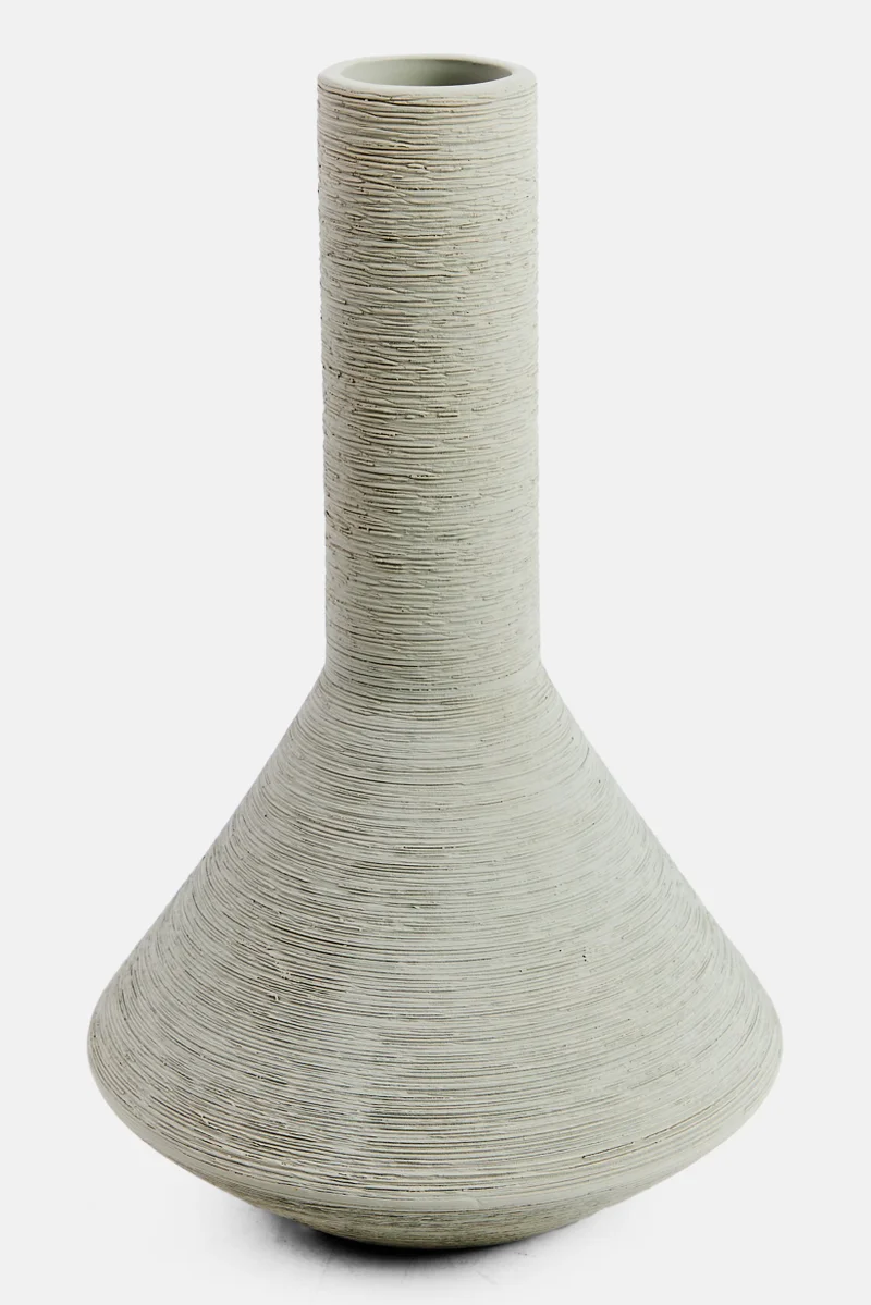 Muy Mucho Feeling Good At Home Textured Flower Vase 25 H x  15 L cm, Light Grey
