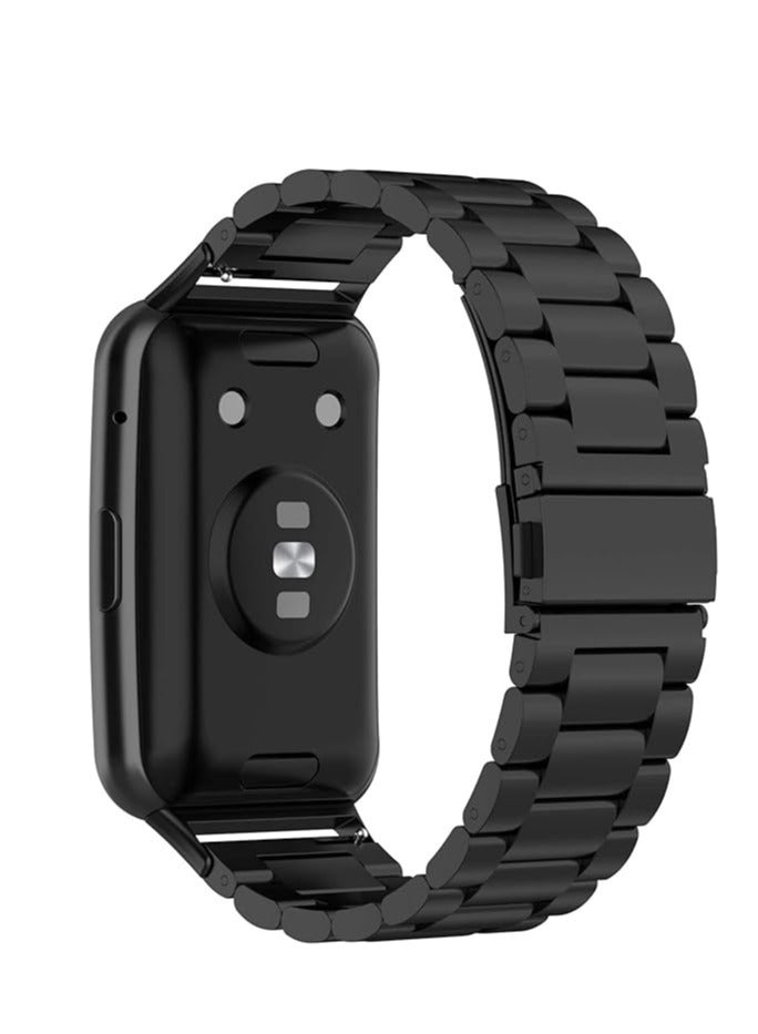 Watch Strap Compatible for HUAWEI Watch Fit, Replacement Metal Smart Watch Strap Quick Release Stainless Steel Watch Band Wristband Compatible for HUAWEI Watch Fit (Black) - Image 2