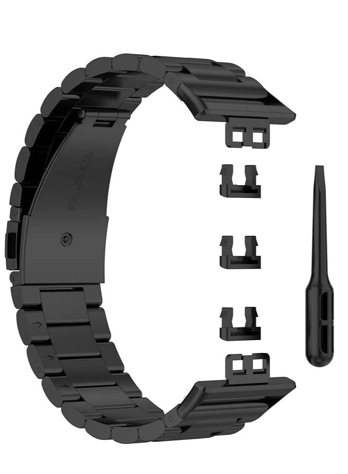 Watch Strap Compatible for HUAWEI Watch Fit, Replacement Metal Smart Watch Strap Quick Release Stainless Steel Watch Band Wristband Compatible for HUAWEI Watch Fit (Black) - Image 3