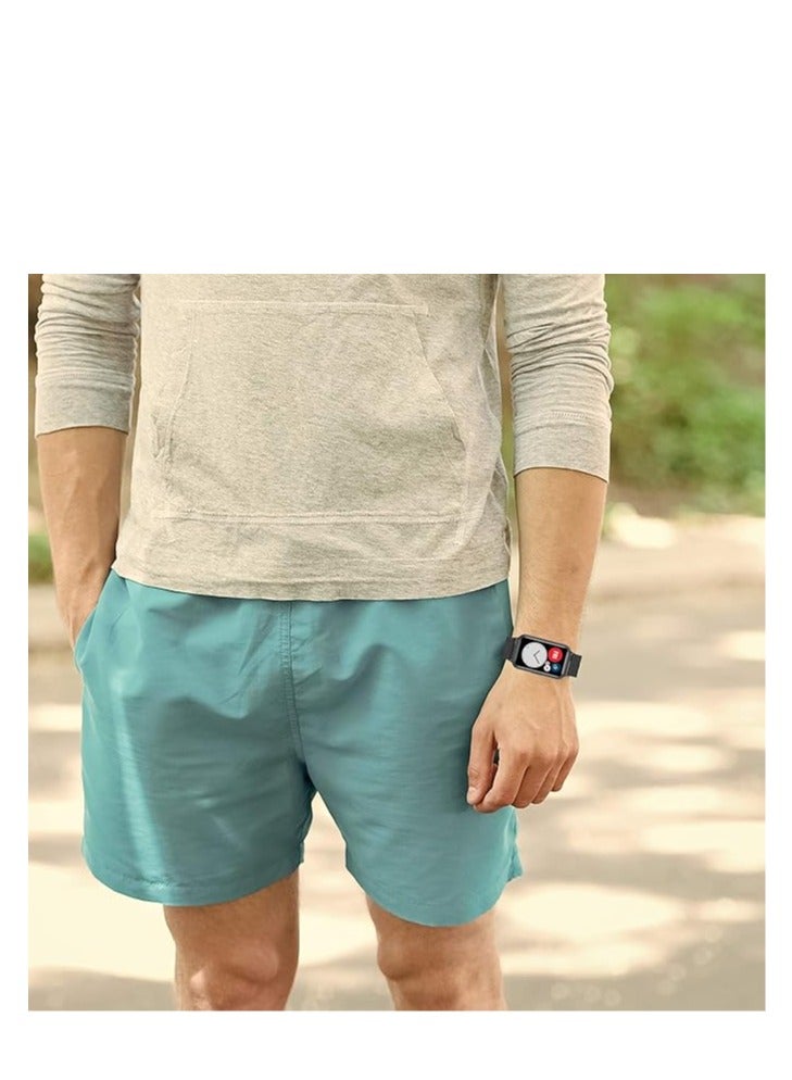 Watch Strap Compatible for HUAWEI Watch Fit, Replacement Metal Smart Watch Strap Quick Release Stainless Steel Watch Band Wristband Compatible for HUAWEI Watch Fit (Black) - Image 4