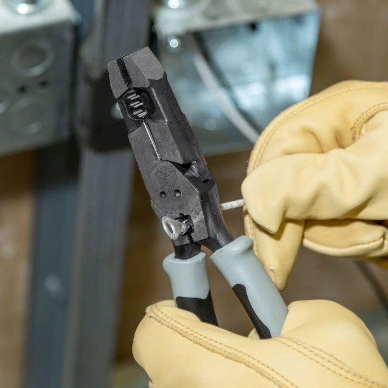 Klein Tools كماشة قطع جانبية J2159CRTP، مصنوعة في الولايات المتحدة الأمريكية، 9 إنش، كماشة هجينة عالية الرفع مع أداة ضغط، سحب شريط السمك ومجرد سلك - Image 2