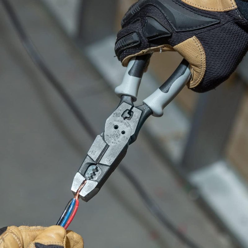 Klein Tools كماشة قطع جانبية J2159CRTP، مصنوعة في الولايات المتحدة الأمريكية، 9 إنش، كماشة هجينة عالية الرفع مع أداة ضغط، سحب شريط السمك ومجرد سلك - Image 5