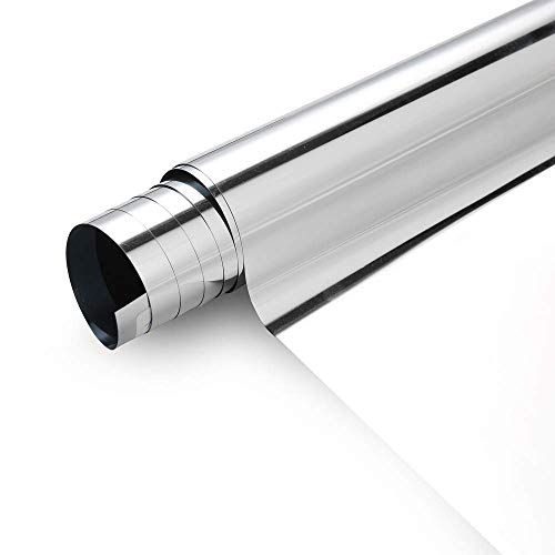 SW Window Film Privacy One Way Window Reflective Film Sun Blocking Heat Control and Anti UV Adhesive Mirror Window Tint for Home and Office 60Inch x 177Inch Silver - Image 1