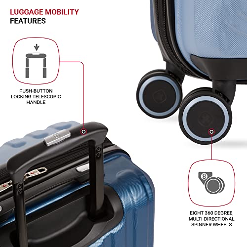 SwissGear Duet Hardside Expandable Luggage with Spinner Wheels, Light Blue/Navy, Carry-On 19-Inch - Image 2