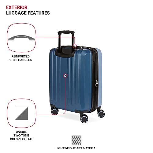 SwissGear Duet Hardside Expandable Luggage with Spinner Wheels, Light Blue/Navy, Carry-On 19-Inch - Image 3