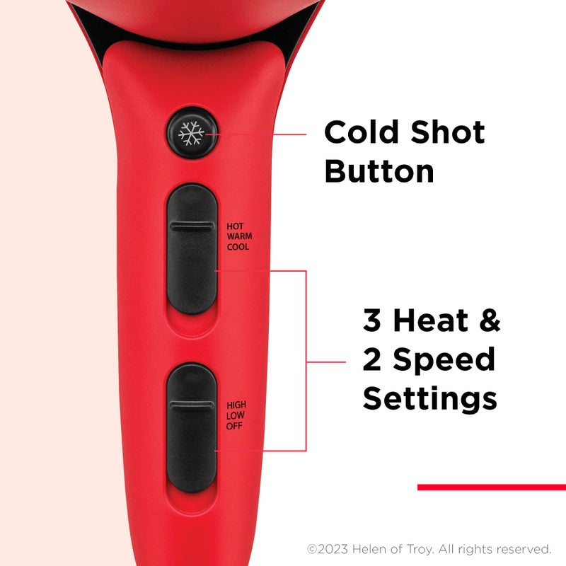 REVLON Airflow Control Hair Dryer with Diffuser - 1875W Blow Dryer Head Rotates 90Â° for Total Control, Wider Head for Less Drying Time, Reduces Frizz (Red) - Image 3