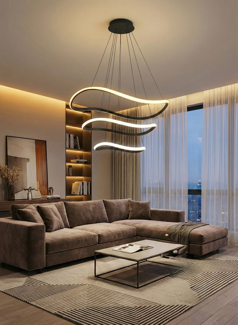 BUY4LESS -  Modern Lighting, Chandelier, Light, Chandelier, Black Color, D:80+60+40 cm, Suitable for stairs, villas, lobby, living room, Adjustable height - Image 5