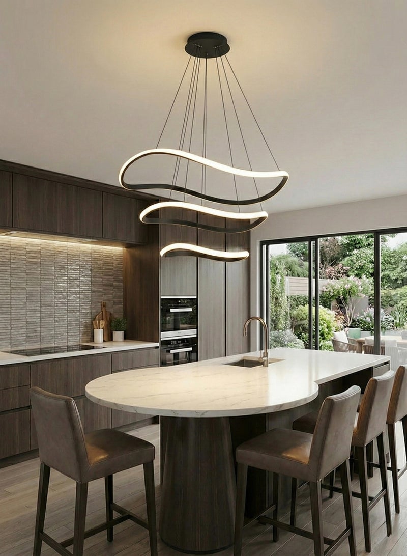 BUY4LESS -  Modern Lighting, Chandelier, Light, Chandelier, Black Color, D:80+60+40 cm, Suitable for stairs, villas, lobby, living room, Adjustable height - Image 4