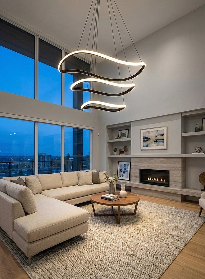 BUY4LESS -  Modern Lighting, Chandelier, Light, Chandelier, Black Color, D:80+60+40 cm, Suitable for stairs, villas, lobby, living room, Adjustable height - Image 2
