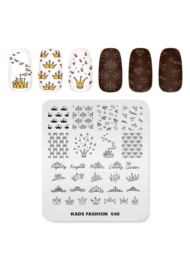 Rolabling - Nail Stamping Plate Fashion Crown Rich Luxury King Queen Theme MultiPattern Stamp Print Image Stamp Template Nail Art for Nail Design By Rolabling - Image 1